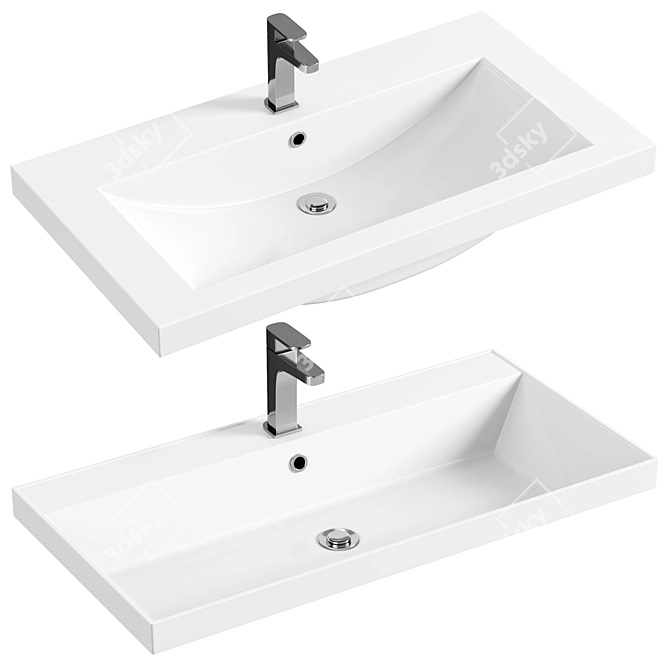 Art&Max White Sink Set 3D model image 1