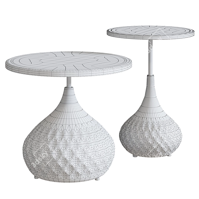 Retro American Round Small Table 3D model image 3