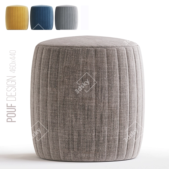 Elegant Velvet Pouf Ottoman 3D model image 1