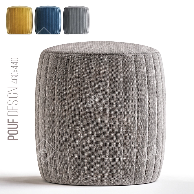 Elegant Velvet Pouf Ottoman 3D model image 4