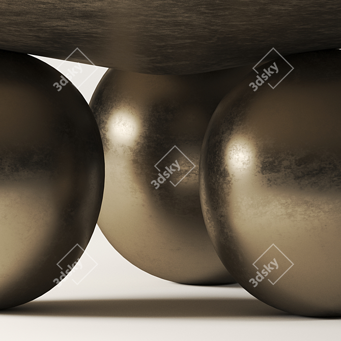 Luxury Sphere Metal Stone Sculpture 3D model image 2