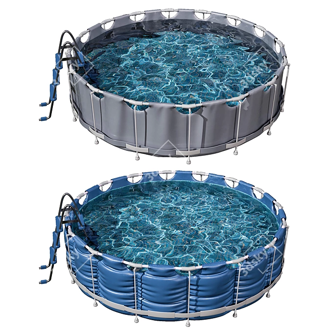 Circular Frame Pool Models (2-in-1) 3D model image 1