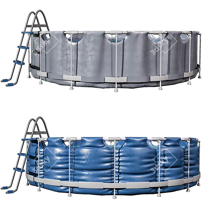 Circular Frame Pool Models (2-in-1) 3D model image 4