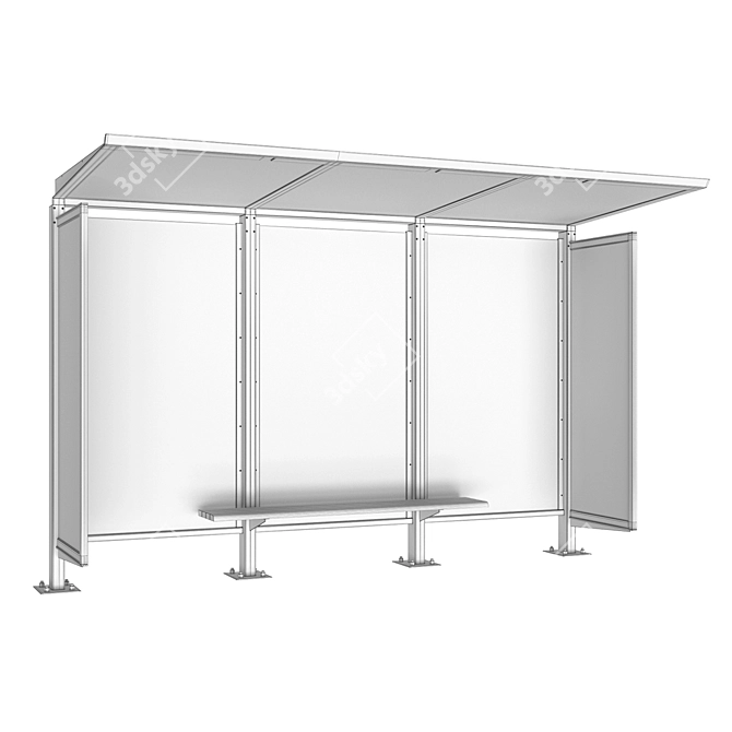 Urban Bus Shelter System 3D model image 4