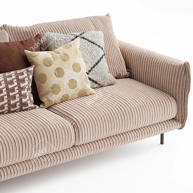 Modern Mink 3-Seater Sofa 3D model image 2