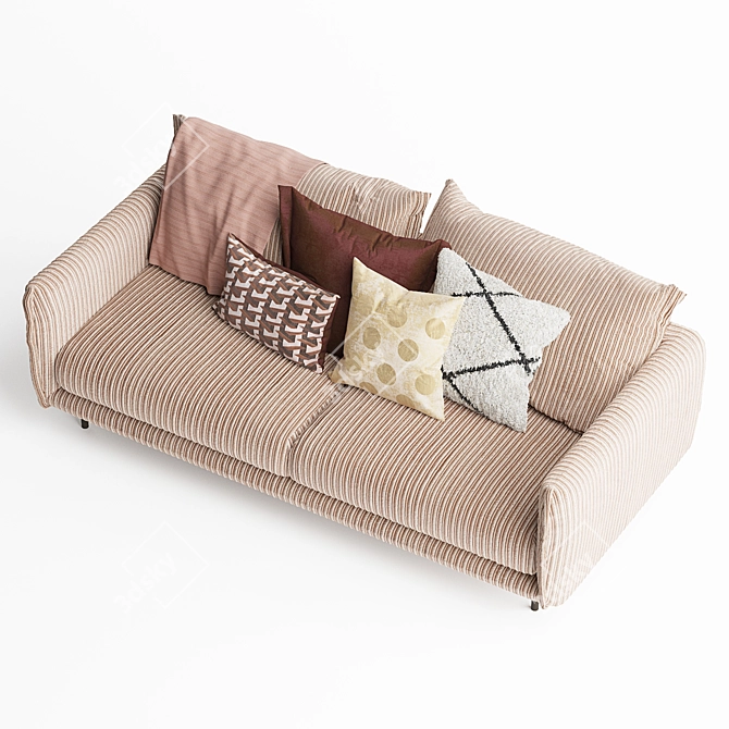 Modern Mink 3-Seater Sofa 3D model image 3