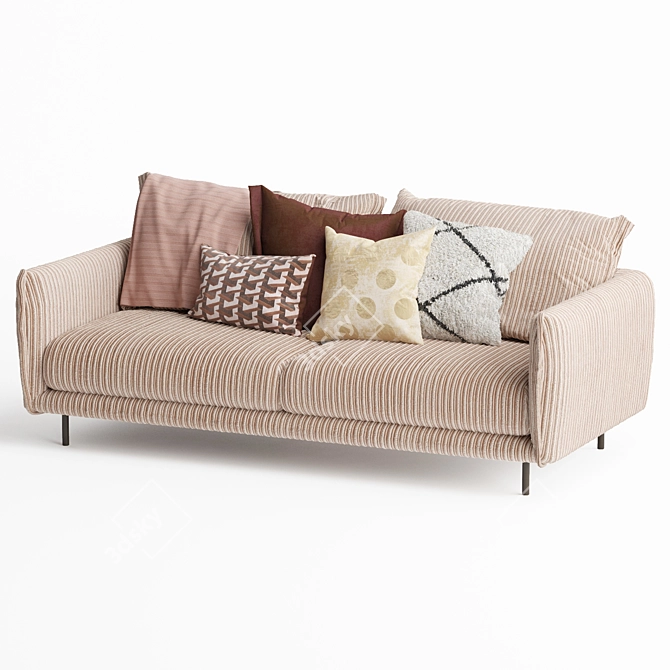 Modern Mink 3-Seater Sofa 3D model image 6