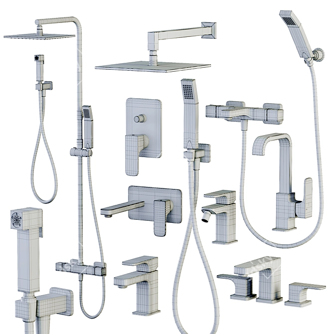 Cisal Cubic Shower & Mixer Set 3D model image 4