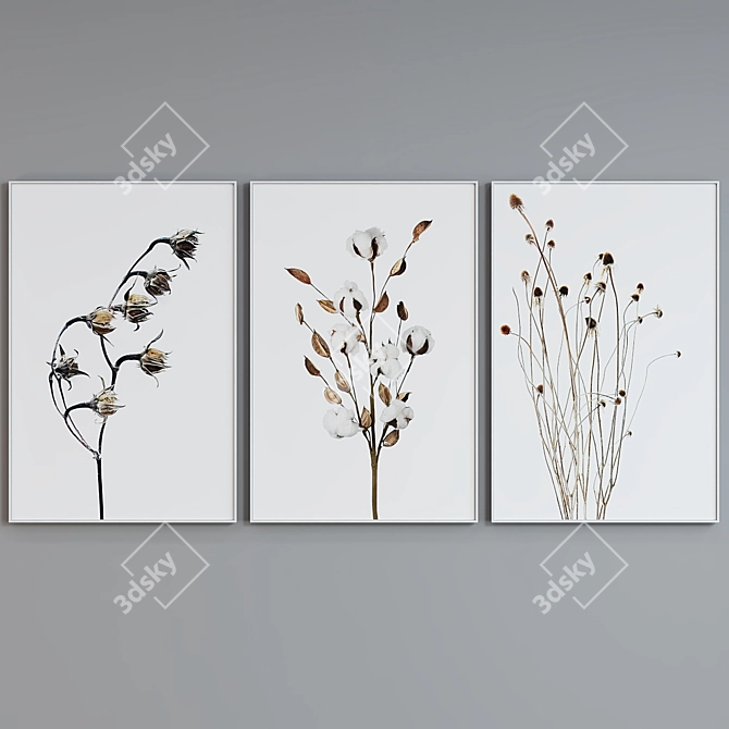 Modern Botanical Picture Frame Set 3D model image 3