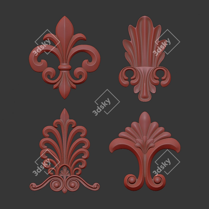 Elegant 3D Ornament Duo Render 3D model image 7