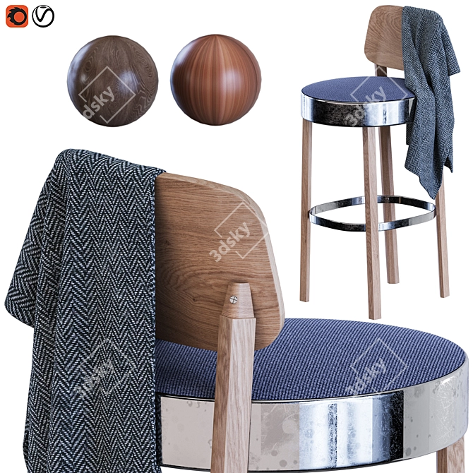 Modern Thonet Stool Design 3D model image 1