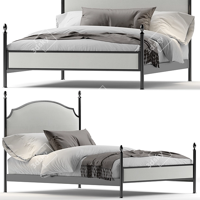 Elegant Sinead Metal Queen Bed 3D model image 1