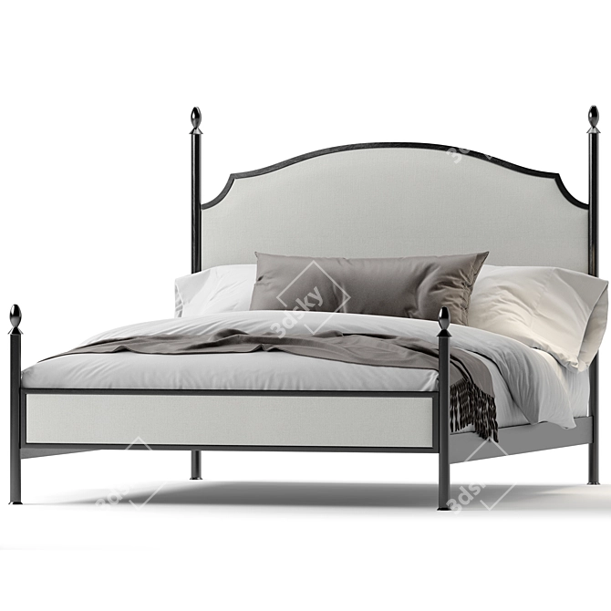Elegant Sinead Metal Queen Bed 3D model image 3