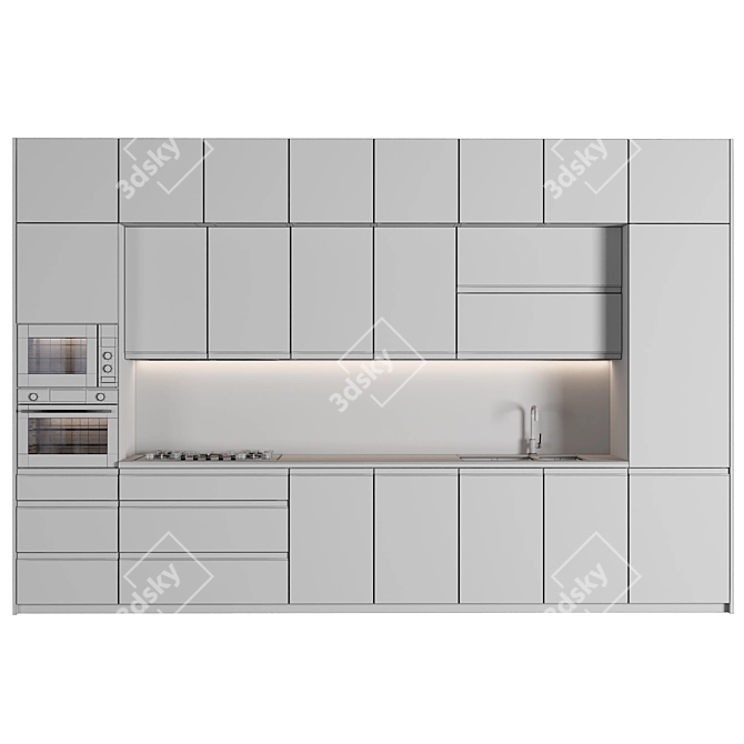 Modern Modular Kitchen Design 3D model image 5