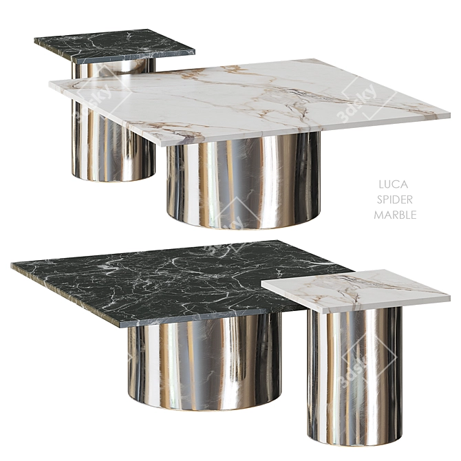 LUCA MARBLE SPIDER TABLES SET 3D model image 1