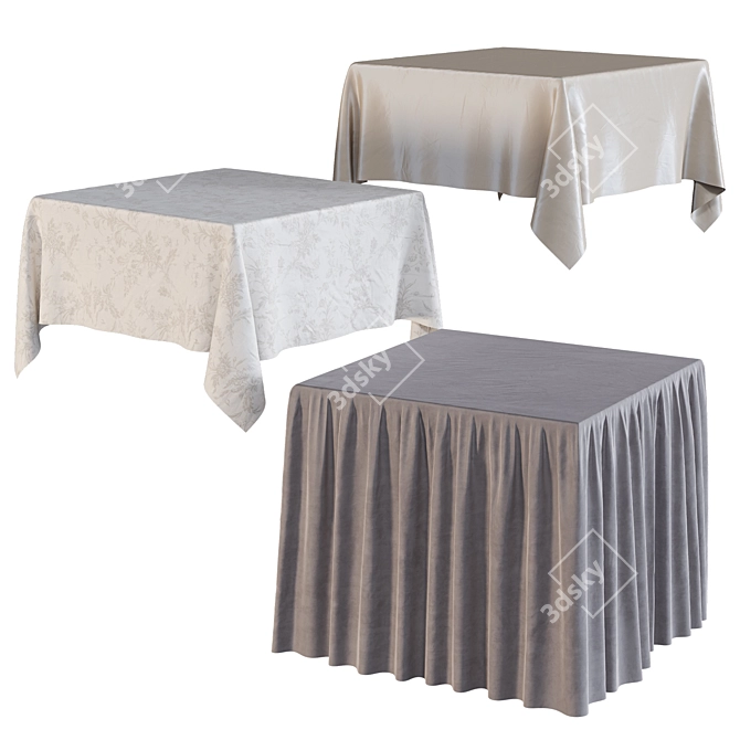 Square Tablecloth in Cotton Silk & Velvet 3D model image 2