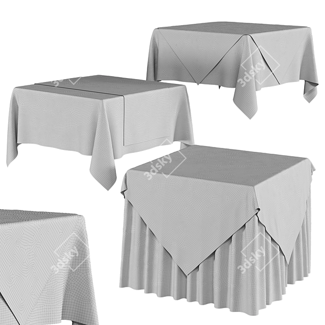 Square Tablecloth in Cotton Silk & Velvet 3D model image 6