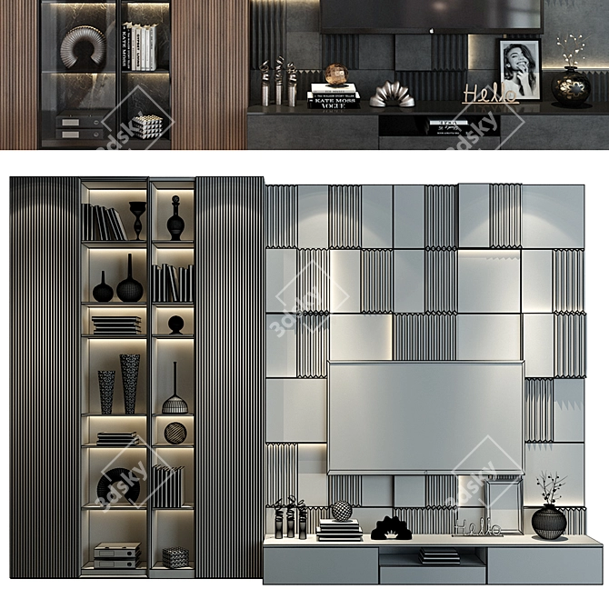 Modern TV Shelf for Living Room 3D model image 2