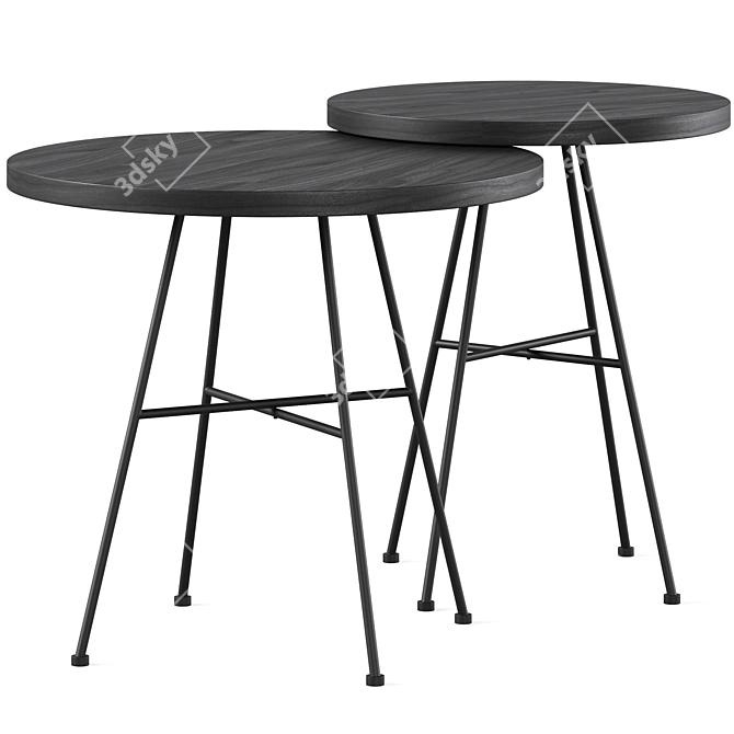 Modern Nesting Tables Set Oak 3D model image 1