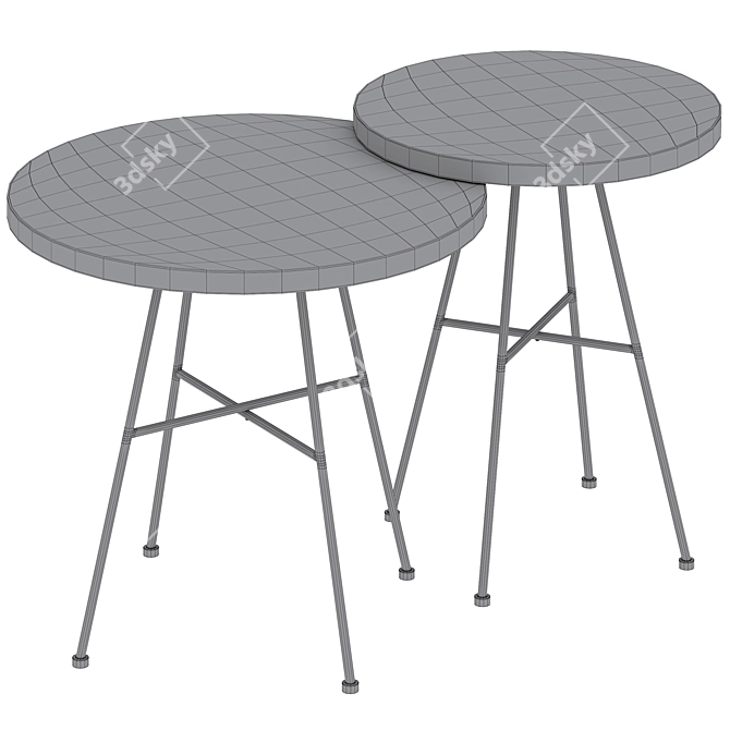 Modern Nesting Tables Set Oak 3D model image 4