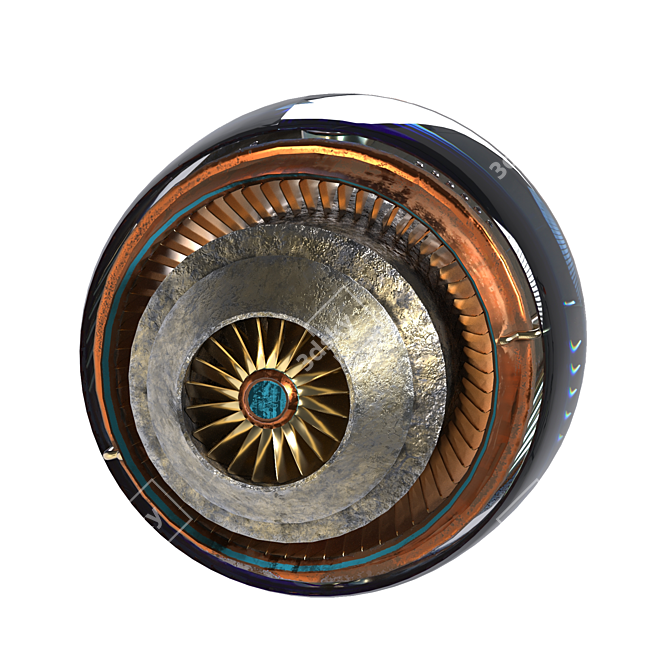 Futuristic Sci-Fi Jet Engine 3D model image 2