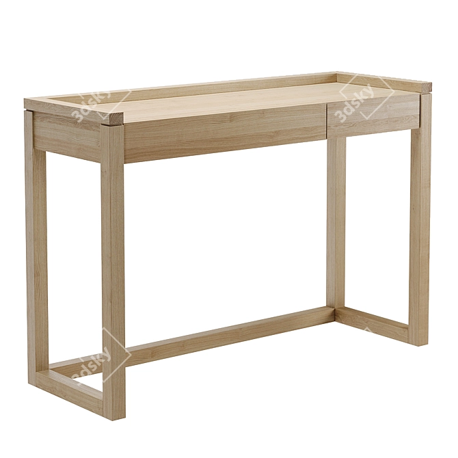 Compact Oak Desk with Drawers 3D model image 1