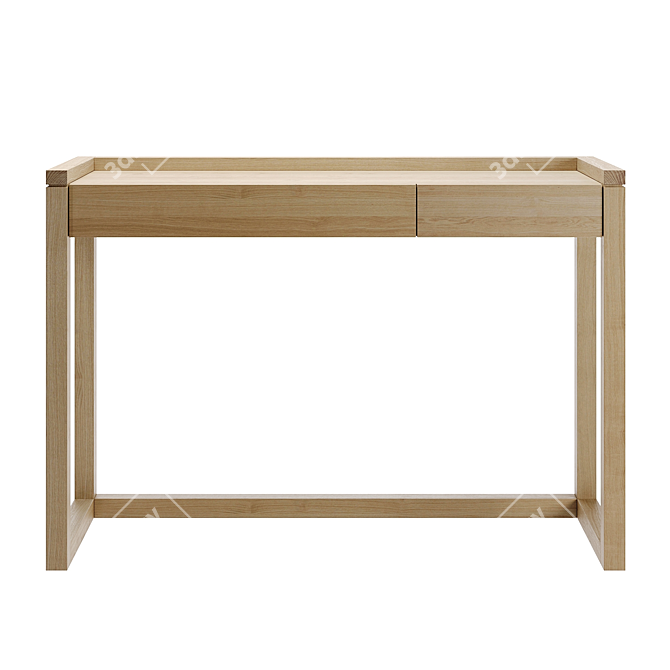 Compact Oak Desk with Drawers 3D model image 2