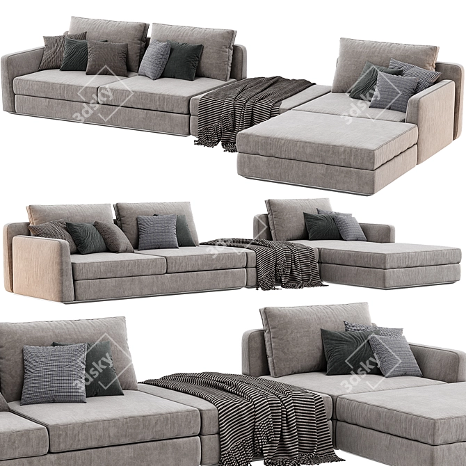 Modern Sectional Chaise Sofa Unit 3D model image 2