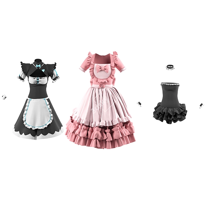 Cosplay Clothes Trio Collection 3D model image 8