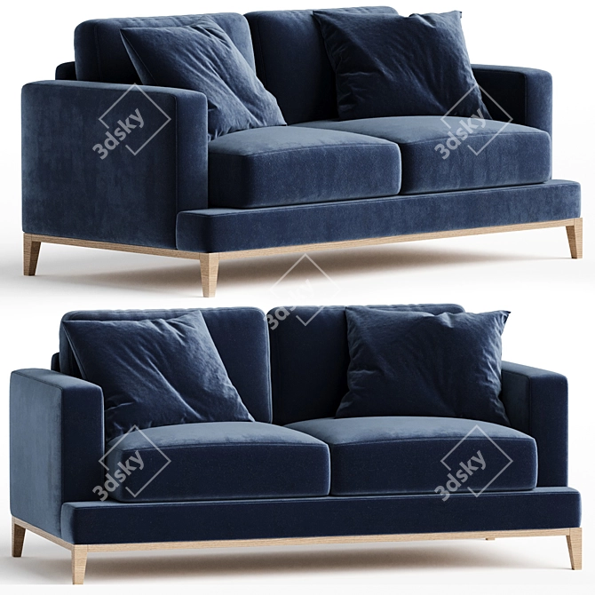 Modern Wood 2.5 Seater Sofa 3D model image 1