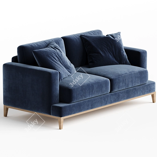 Modern Wood 2.5 Seater Sofa 3D model image 2