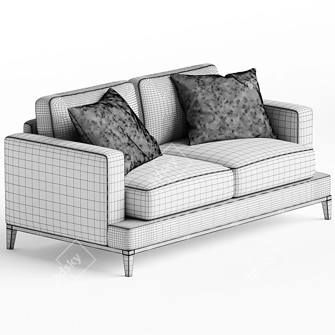 Modern Wood 2.5 Seater Sofa 3D model image 3