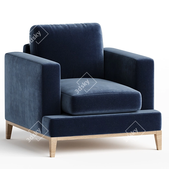 Elegant Covex Wood Armchair 3D model image 1