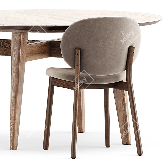 Modern Elegance: Ines Chairs, Abrey Table 3D model image 3