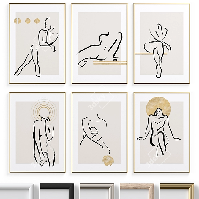 Minimalist Gallery Line Art Set 3D model image 1