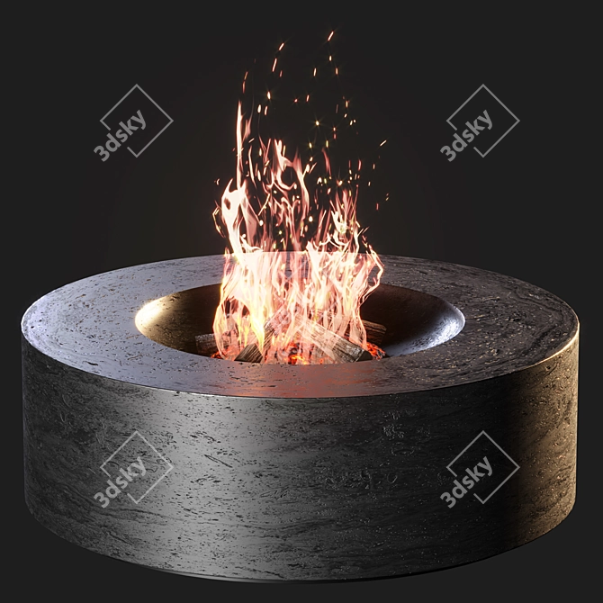 Round Fire Pit - XL Size 3D model image 1