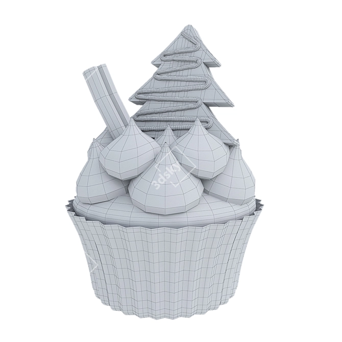 Festive Christmas Cupcake 3D Model 3D model image 7