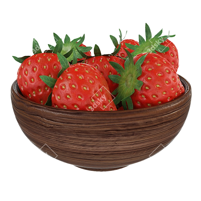 Wooden Bowl Berries Set (3 Bowls) 3D model image 4