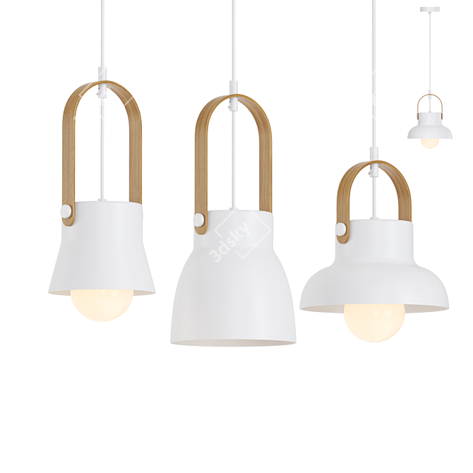 Glass Pendant Lamp with Wood Accent 3D model image 1