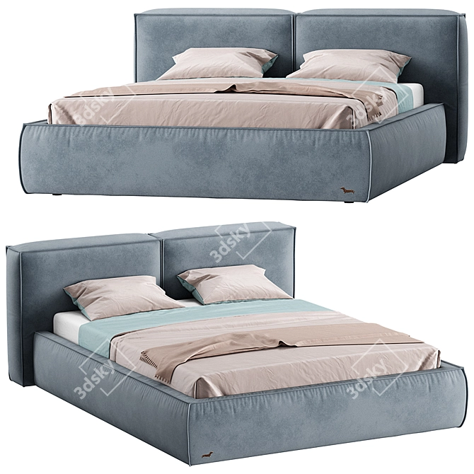 SofaClub Bed in Lush Velvet 3D model image 1