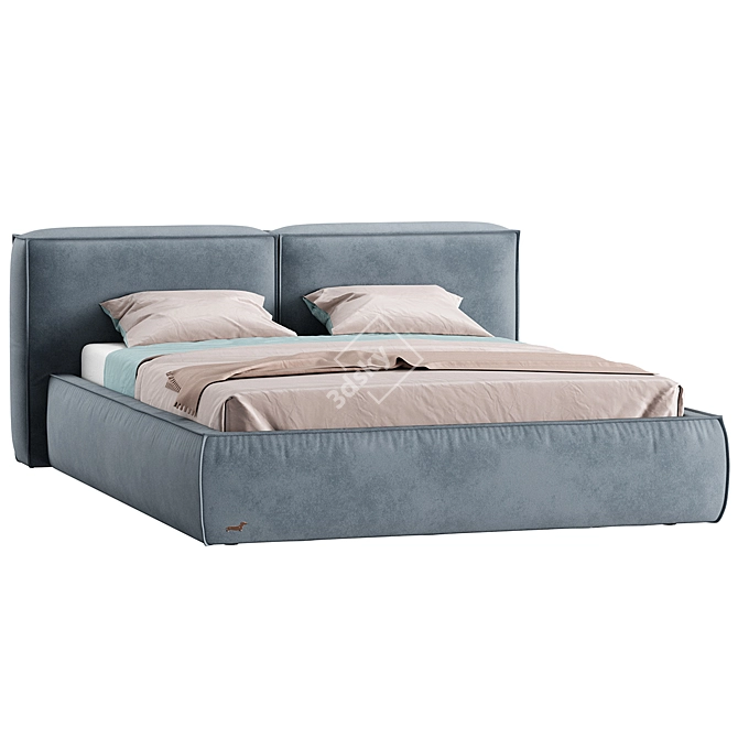 SofaClub Bed in Lush Velvet 3D model image 3