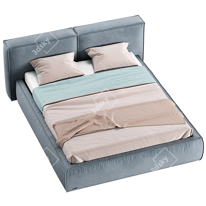 SofaClub Bed in Lush Velvet 3D model image 4