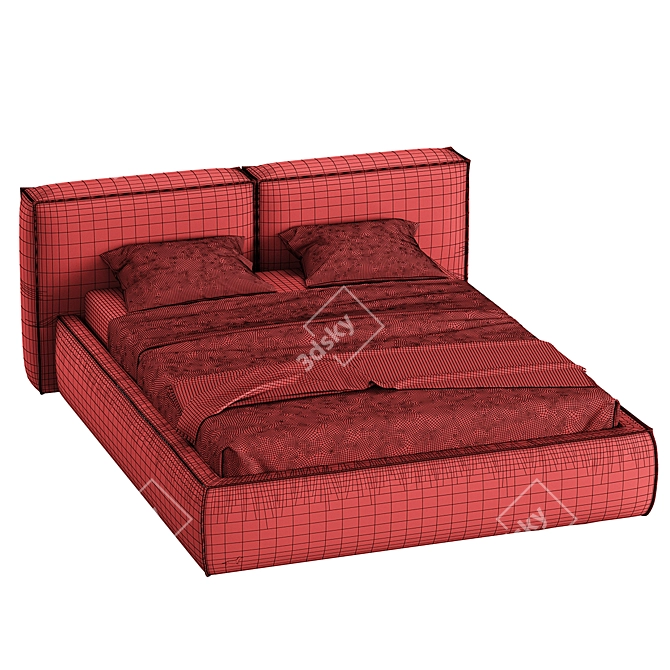 SofaClub Bed in Lush Velvet 3D model image 5