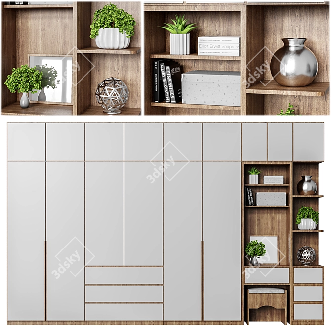 Custom Modern Wood Wardrobe, 2017 3D model image 3