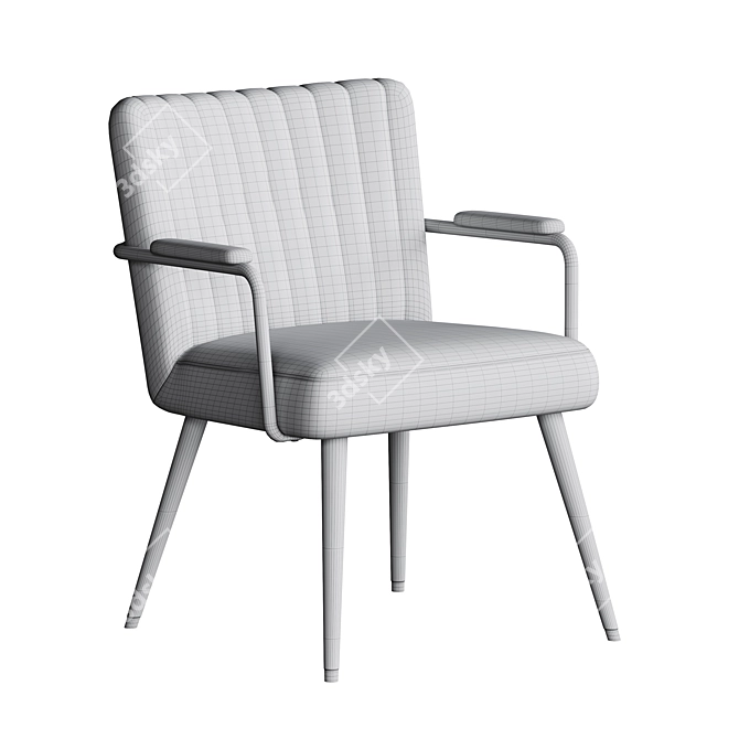 Elegant Rhonda Velvet Armchair, Vintage 3D model image 4