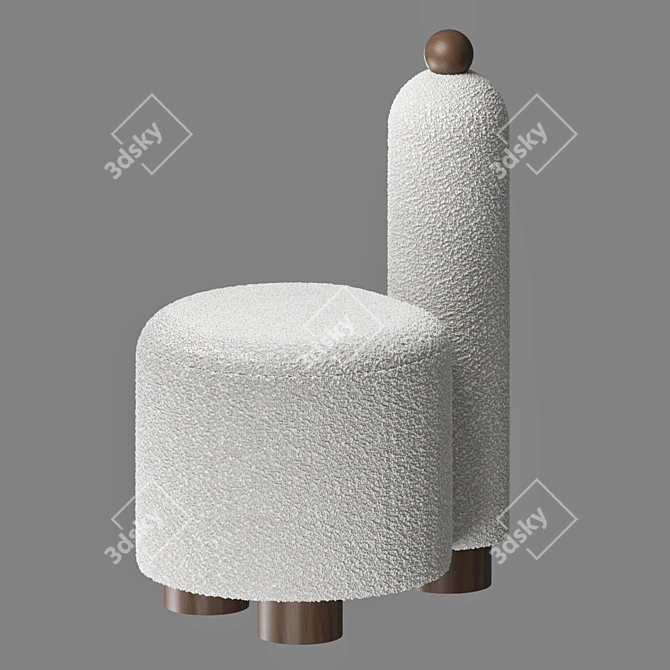 Chic Designer Pouf in Various Colors 3D model image 1