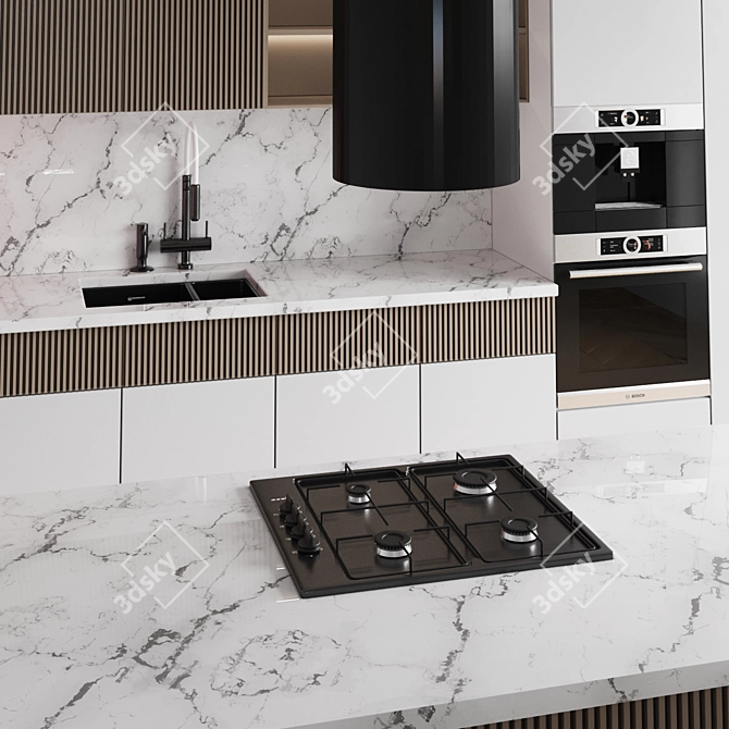 Modern 3D Kitchen Design Kit 3D model image 2