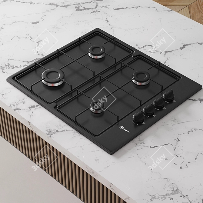 Modern 3D Kitchen Design Kit 3D model image 4