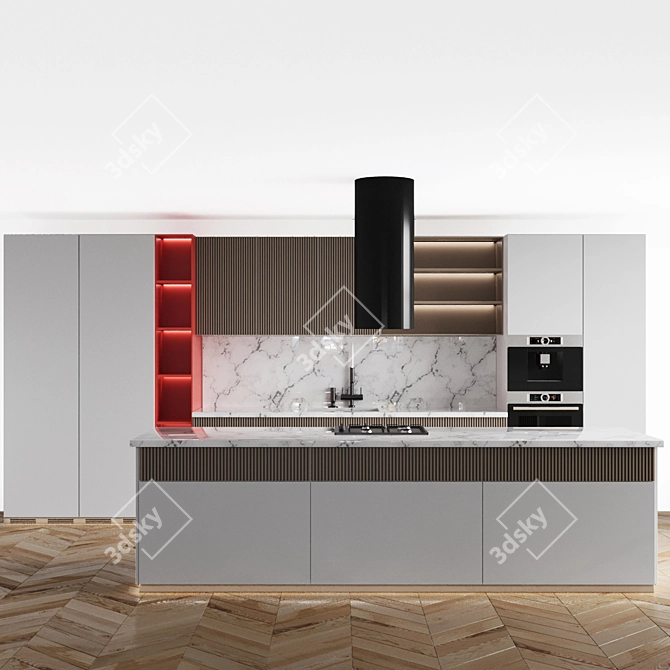 Modern 3D Kitchen Design Kit 3D model image 6