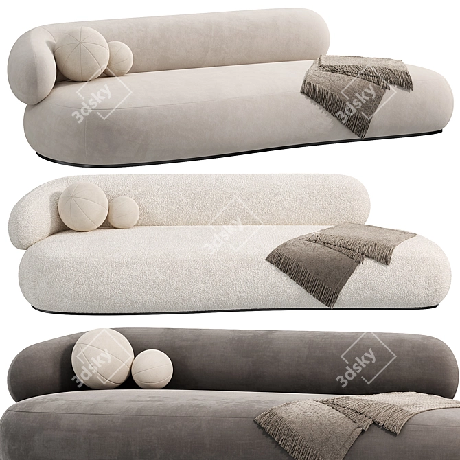 Alba Plush Cream Bean Sofa 3D model image 1